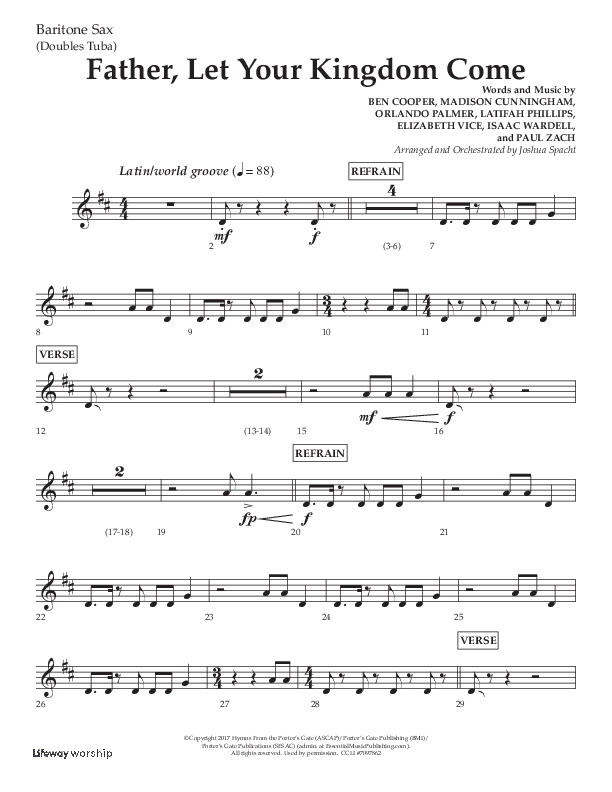 Father Let Your Kingdom Come (Choral Anthem SATB) Bari Sax (Lifeway Choral / Arr. Joshua Spacht)