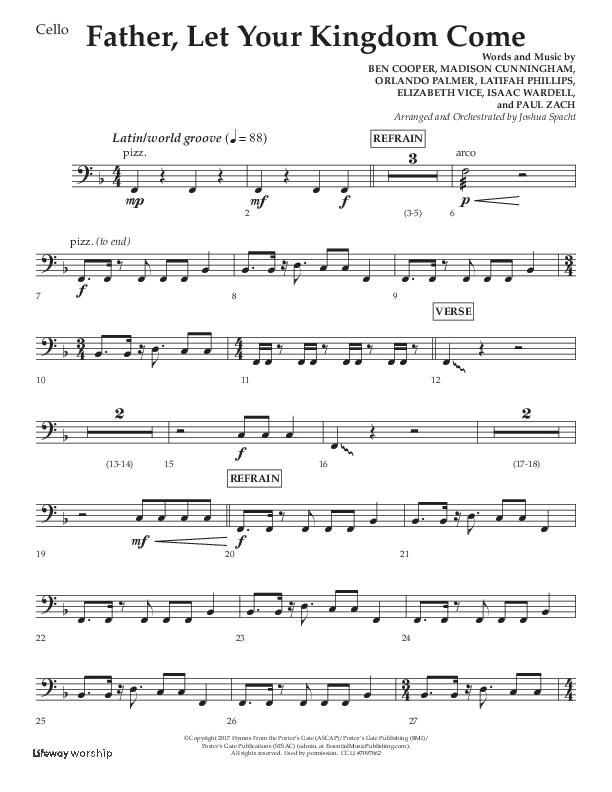 Father Let Your Kingdom Come (Choral Anthem SATB) Cello (Lifeway Choral / Arr. Joshua Spacht)