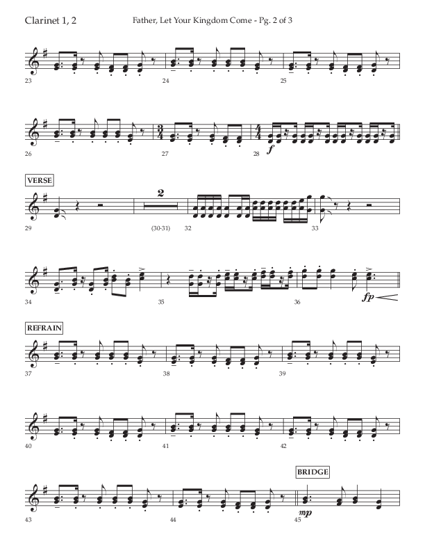 Father Let Your Kingdom Come (Choral Anthem SATB) Clarinet 1/2 (Lifeway Choral / Arr. Joshua Spacht)