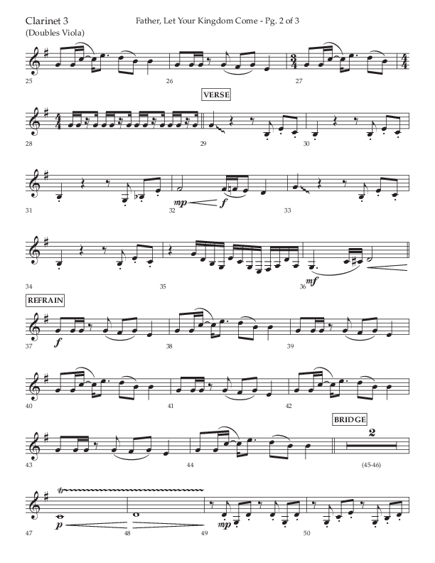 Father Let Your Kingdom Come (Choral Anthem SATB) Clarinet 3 (Lifeway Choral / Arr. Joshua Spacht)