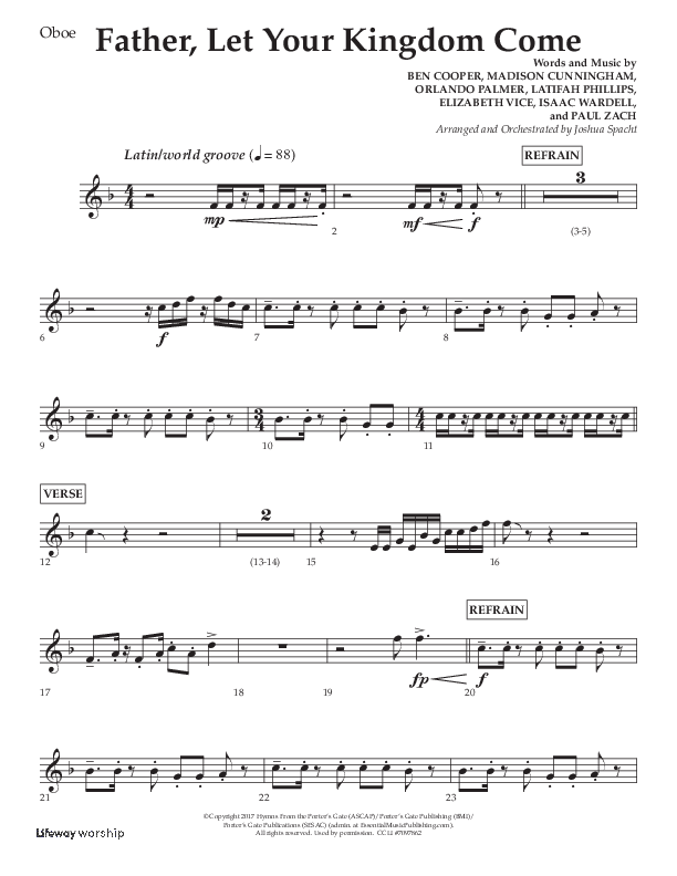 Father Let Your Kingdom Come (Choral Anthem SATB) Oboe (Lifeway Choral / Arr. Joshua Spacht)