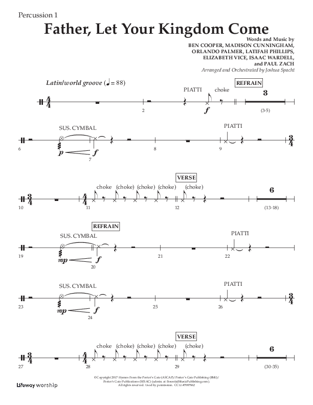 Father Let Your Kingdom Come (Choral Anthem SATB) Percussion 1/2 (Lifeway Choral / Arr. Joshua Spacht)