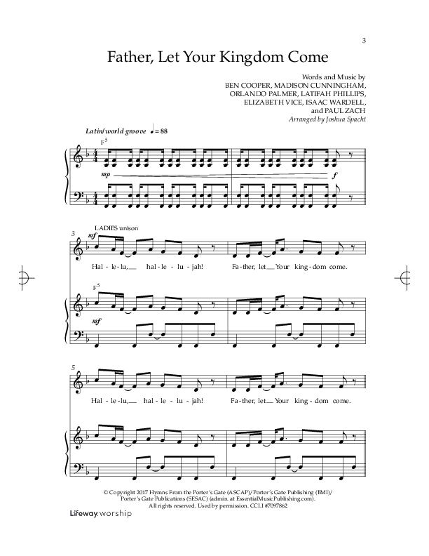Father Let Your Kingdom Come (Choral Anthem SATB) Anthem (SATB/Piano) (Lifeway Choral / Arr. Joshua Spacht)