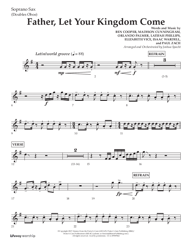 Father Let Your Kingdom Come (Choral Anthem SATB) Soprano Sax (Lifeway Choral / Arr. Joshua Spacht)
