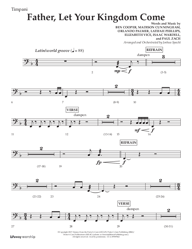Father Let Your Kingdom Come (Choral Anthem SATB) Timpani (Lifeway Choral / Arr. Joshua Spacht)