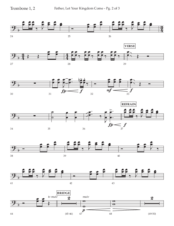 Father Let Your Kingdom Come (Choral Anthem SATB) Trombone 1/2 (Lifeway Choral / Arr. Joshua Spacht)
