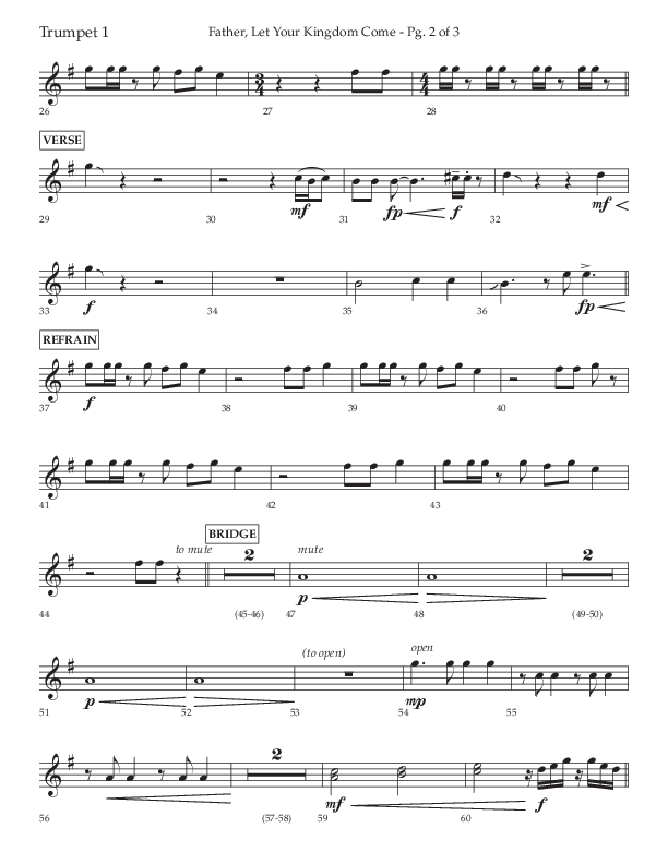 Father Let Your Kingdom Come (Choral Anthem SATB) Trumpet 1 (Lifeway Choral / Arr. Joshua Spacht)