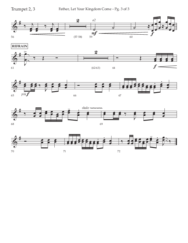 Father Let Your Kingdom Come (Choral Anthem SATB) Trumpet 2/3 (Lifeway Choral / Arr. Joshua Spacht)