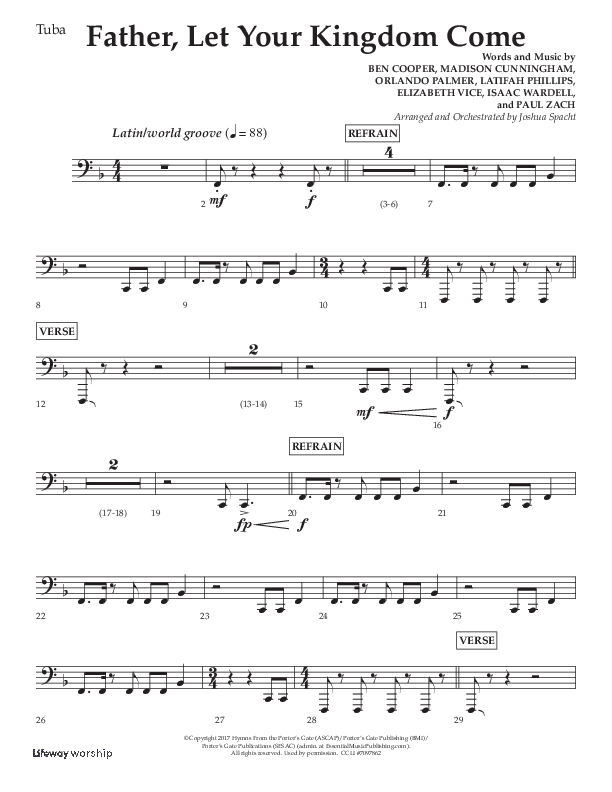 Father Let Your Kingdom Come (Choral Anthem SATB) Tuba (Lifeway Choral / Arr. Joshua Spacht)