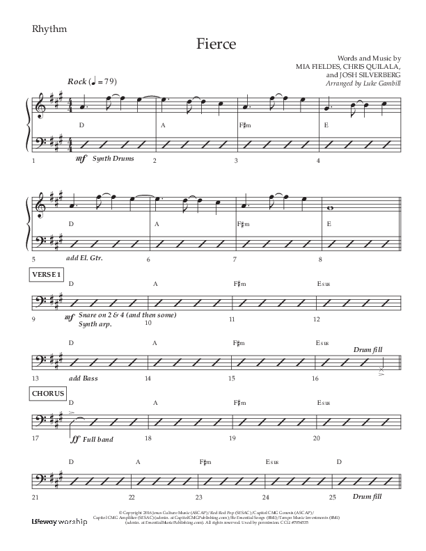Fierce (Choral Anthem SATB) Lead Melody & Rhythm (Lifeway Choral / Arr. Luke Gambill)