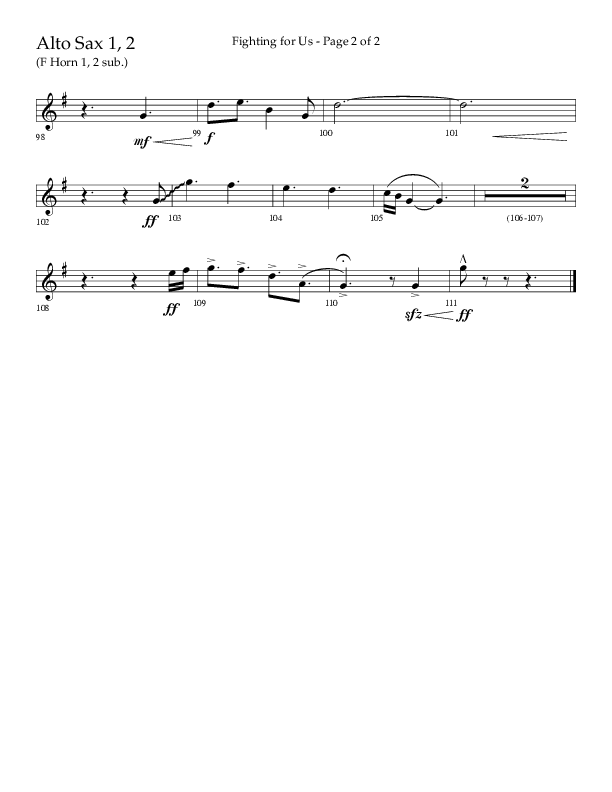 Fighting For Us (Choral Anthem SATB) Alto Sax 1/2 (Lifeway Choral / Arr. Cliff Duren)