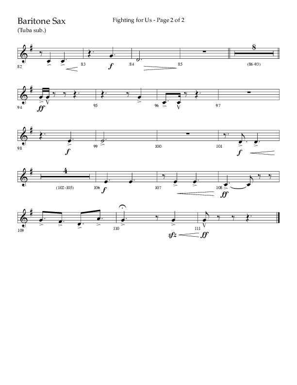 Fighting For Us (Choral Anthem SATB) Bari Sax (Lifeway Choral / Arr. Cliff Duren)