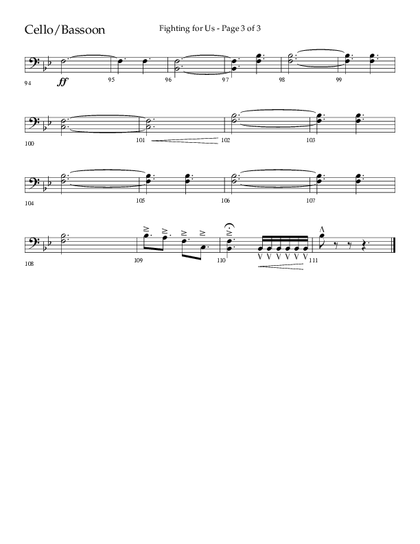 Fighting For Us (Choral Anthem SATB) Cello (Lifeway Choral / Arr. Cliff Duren)