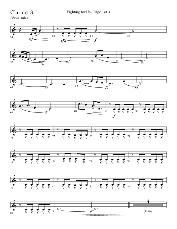 Fighting For Us (Choral Anthem SATB) Clarinet 3 (Lifeway Choral / Arr. Cliff Duren)