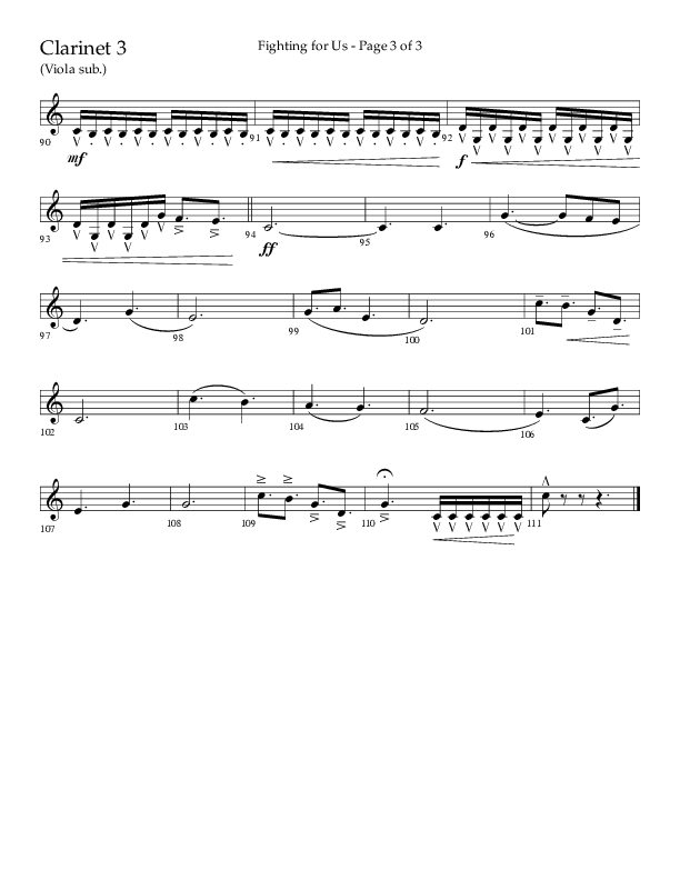 Fighting For Us (Choral Anthem SATB) Clarinet 3 (Lifeway Choral / Arr. Cliff Duren)