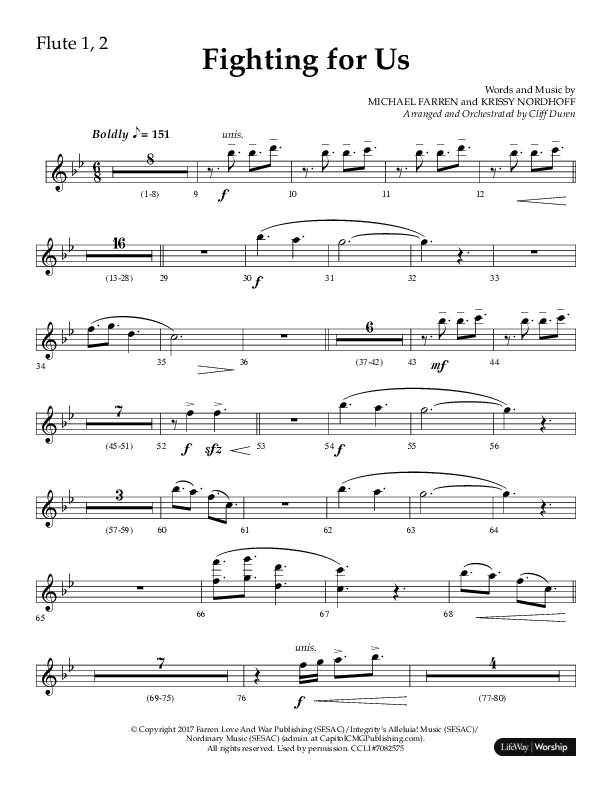 Fighting For Us (Choral Anthem SATB) Flute 1/2 (Lifeway Choral / Arr. Cliff Duren)