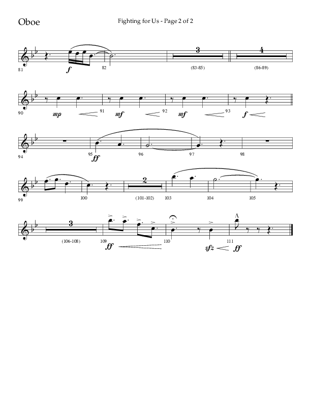 Fighting For Us (Choral Anthem SATB) Oboe (Lifeway Choral / Arr. Cliff Duren)