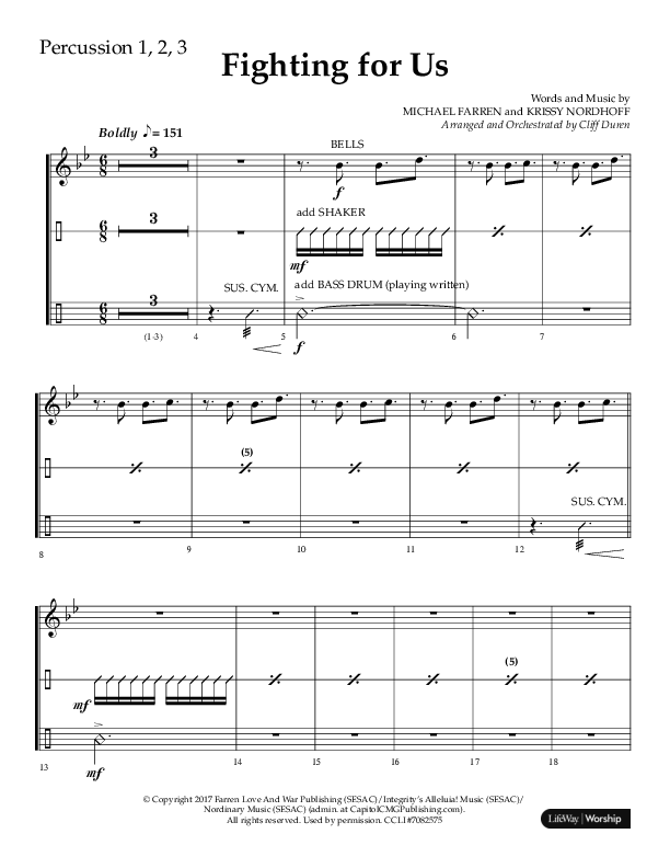 Fighting For Us (Choral Anthem SATB) Percussion (Lifeway Choral / Arr. Cliff Duren)