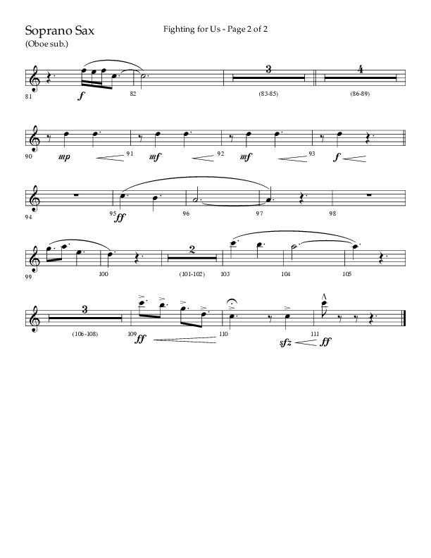 Fighting For Us (Choral Anthem SATB) Soprano Sax (Lifeway Choral / Arr. Cliff Duren)