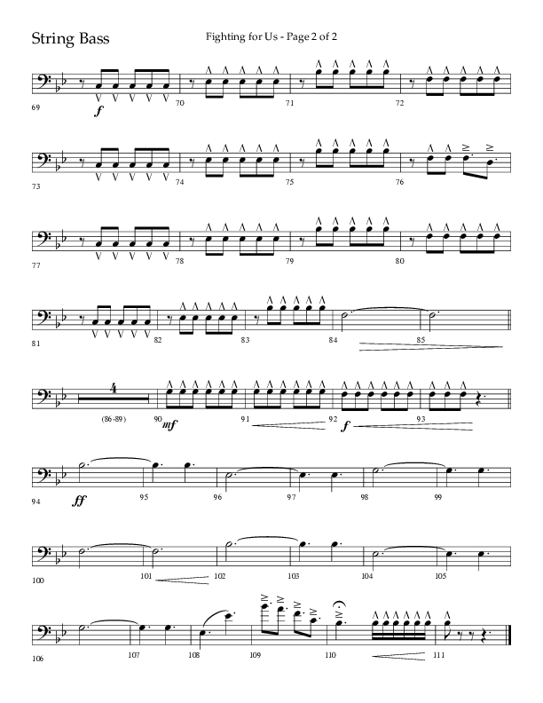 Fighting For Us (Choral Anthem SATB) String Bass (Lifeway Choral / Arr. Cliff Duren)