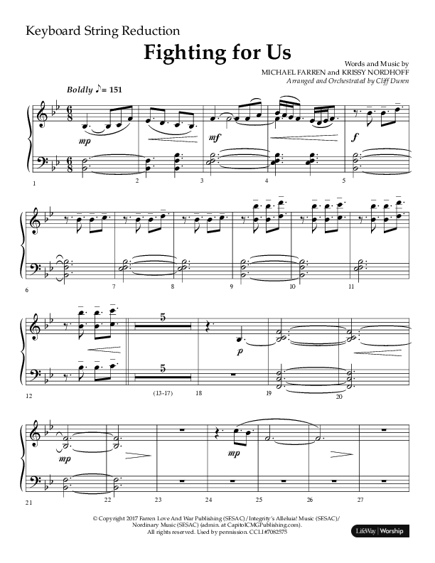 Fighting For Us (Choral Anthem SATB) String Reduction (Lifeway Choral / Arr. Cliff Duren)
