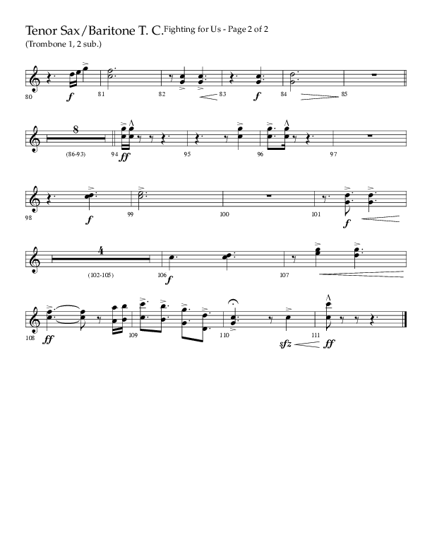 Fighting For Us (Choral Anthem SATB) Tenor Sax/Baritone T.C. (Lifeway Choral / Arr. Cliff Duren)
