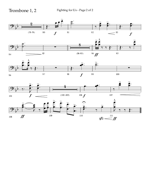 Fighting For Us (Choral Anthem SATB) Trombone 1/2 (Lifeway Choral / Arr. Cliff Duren)