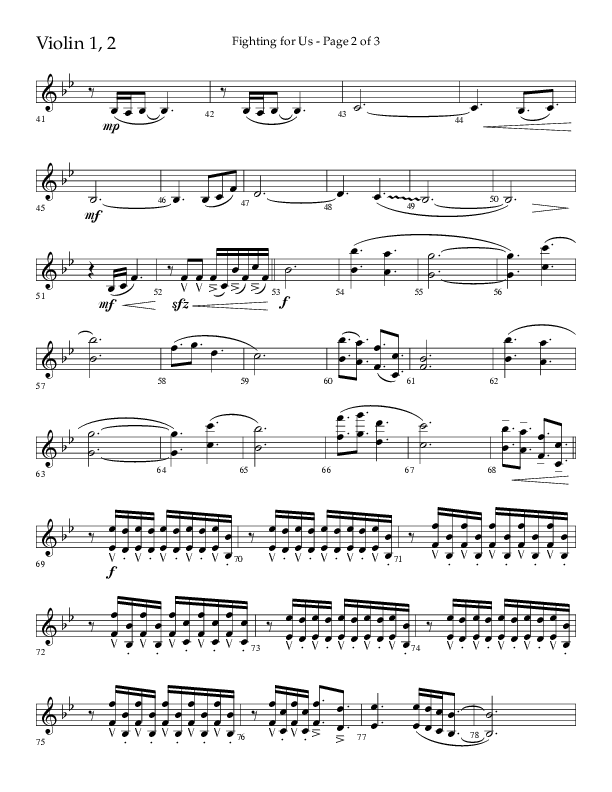 Fighting For Us (Choral Anthem SATB) Violin 1/2 (Lifeway Choral / Arr. Cliff Duren)