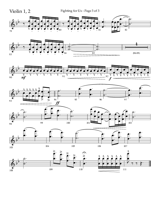 Fighting For Us (Choral Anthem SATB) Violin 1/2 (Lifeway Choral / Arr. Cliff Duren)