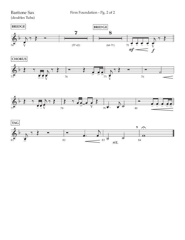 Firm Foundation (Choral Anthem SATB) Bari Sax (Lifeway Choral / Arr. Kirk Kirkland / Orch. Cliff Duren)