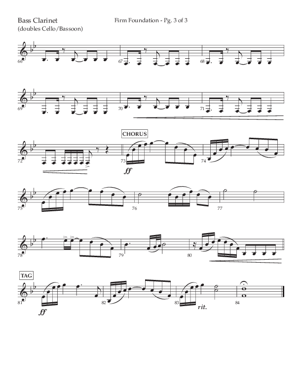 Firm Foundation (Choral Anthem SATB) Bass Clarinet (Lifeway Choral / Arr. Kirk Kirkland / Orch. Cliff Duren)