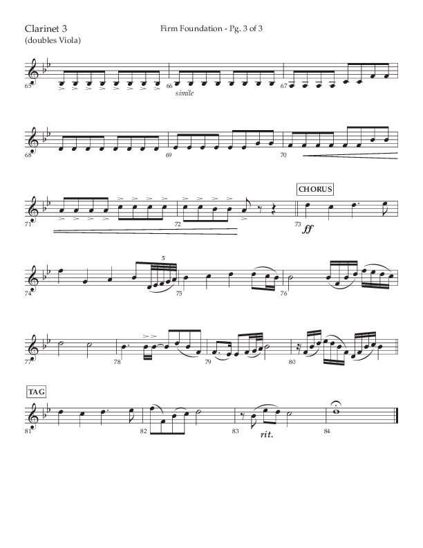 Firm Foundation (Choral Anthem SATB) Clarinet 3 (Lifeway Choral / Arr. Kirk Kirkland / Orch. Cliff Duren)