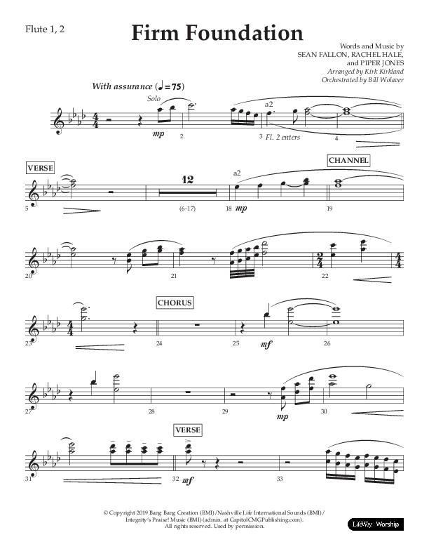 Firm Foundation (Choral Anthem SATB) Flute 1/2 (Lifeway Choral / Arr. Kirk Kirkland / Orch. Cliff Duren)