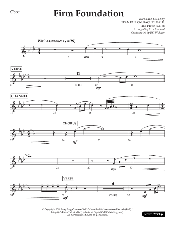 Firm Foundation (Choral Anthem SATB) Oboe (Lifeway Choral / Arr. Kirk Kirkland / Orch. Cliff Duren)