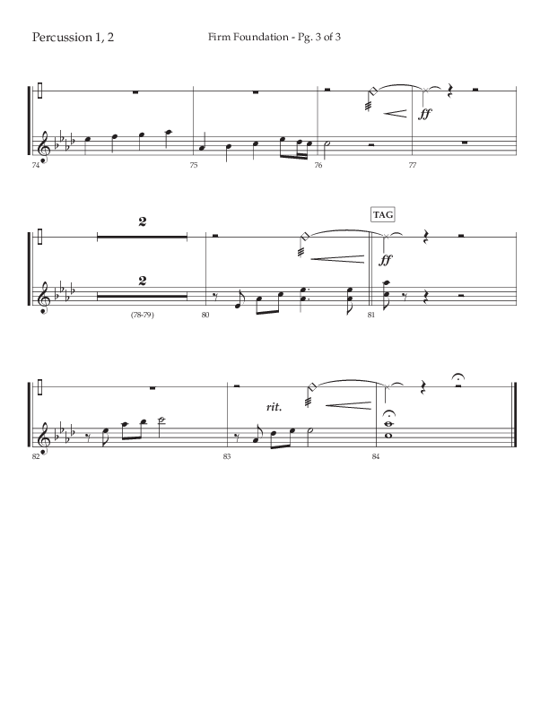 Firm Foundation (Choral Anthem SATB) Percussion 1/2 (Lifeway Choral / Arr. Kirk Kirkland / Orch. Cliff Duren)