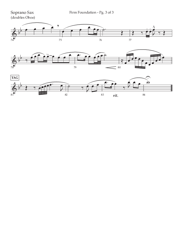 Firm Foundation (Choral Anthem SATB) Soprano Sax (Lifeway Choral / Arr. Kirk Kirkland / Orch. Cliff Duren)
