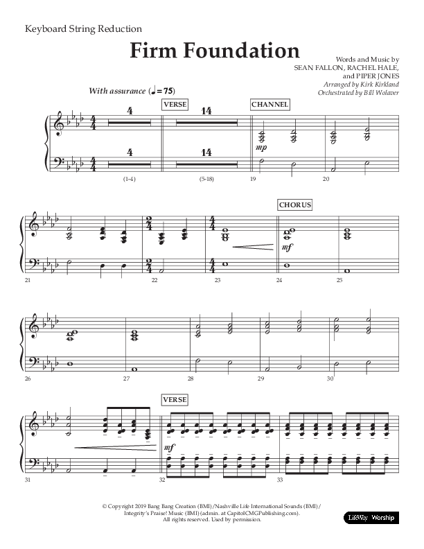 Firm Foundation (Choral Anthem SATB) String Reduction (Lifeway Choral / Arr. Kirk Kirkland / Orch. Cliff Duren)