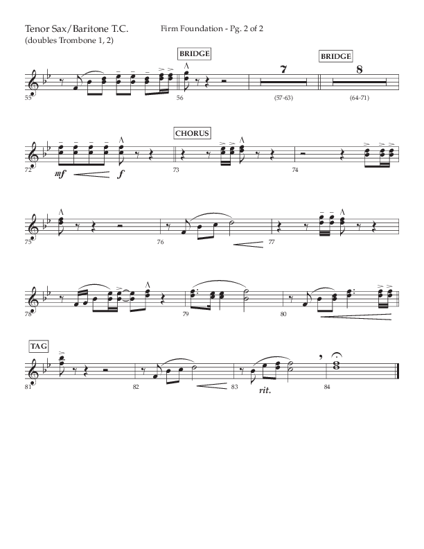 Firm Foundation (Choral Anthem SATB) Tenor Sax/Baritone T.C. (Lifeway Choral / Arr. Kirk Kirkland / Orch. Cliff Duren)