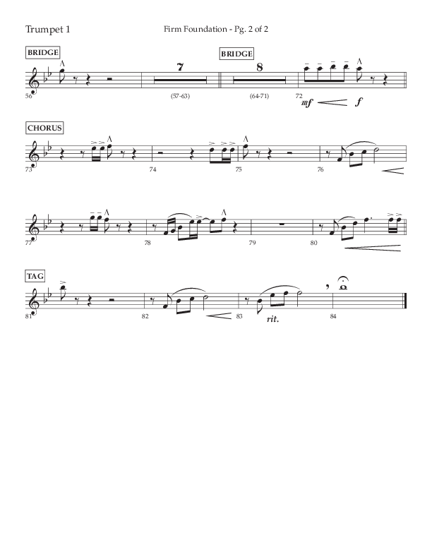 Firm Foundation (Choral Anthem SATB) Trumpet 1 (Lifeway Choral / Arr. Kirk Kirkland / Orch. Cliff Duren)