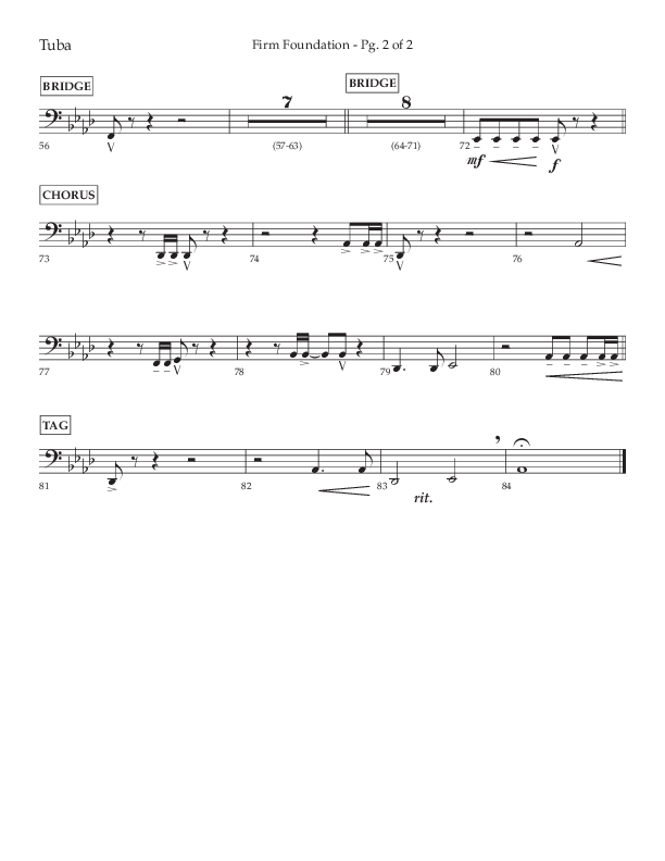 Firm Foundation (Choral Anthem SATB) Tuba (Lifeway Choral / Arr. Kirk Kirkland / Orch. Cliff Duren)