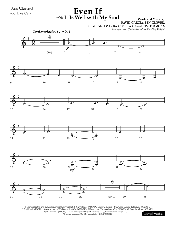 Even If (Choral Anthem SATB) Bass Clarinet (Lifeway Choral / Arr. Bradley Knight)