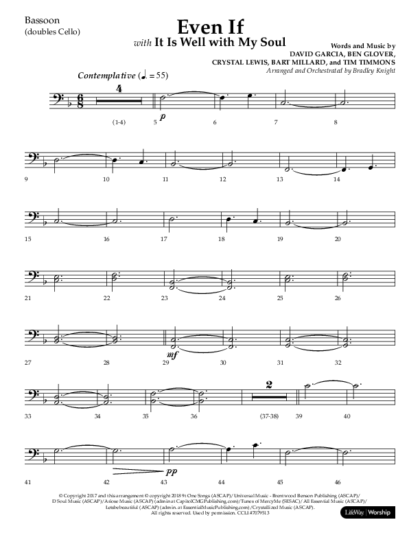 Even If (Choral Anthem SATB) Bassoon (Lifeway Choral / Arr. Bradley Knight)