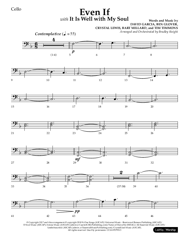 Even If (Choral Anthem SATB) Cello (Lifeway Choral / Arr. Bradley Knight)