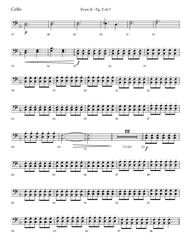 Even If (Choral Anthem SATB) Cello (Lifeway Choral / Arr. Bradley Knight)