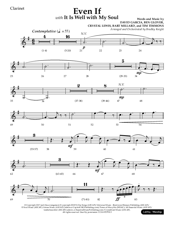 Even If (Choral Anthem SATB) Clarinet 1/2 (Lifeway Choral / Arr. Bradley Knight)