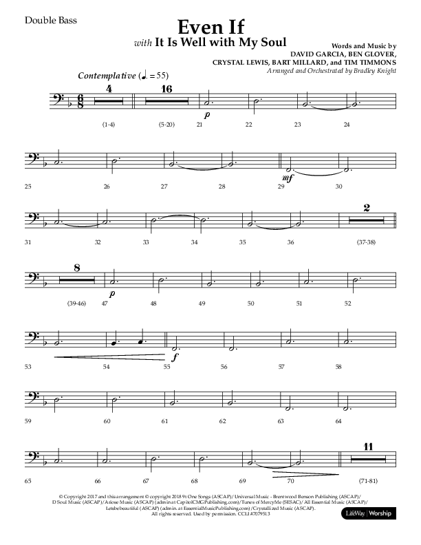 Even If (Choral Anthem SATB) Double Bass (Lifeway Choral / Arr. Bradley Knight)