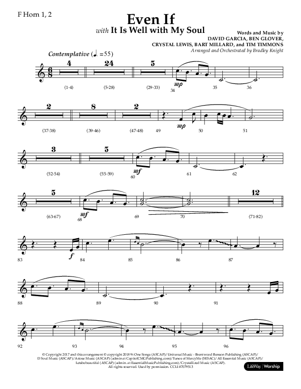 Even If (Choral Anthem SATB) French Horn 1/2 (Lifeway Choral / Arr. Bradley Knight)