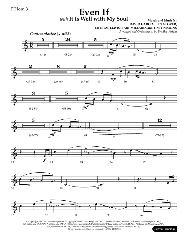Even If (Choral Anthem SATB) French Horn 3 (Lifeway Choral / Arr. Bradley Knight)
