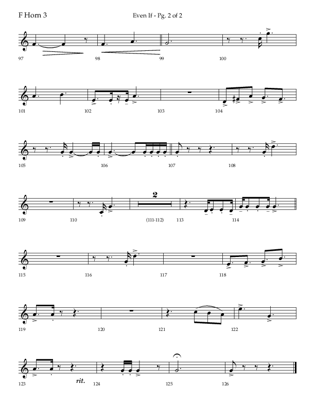 Even If (Choral Anthem SATB) French Horn 3 (Lifeway Choral / Arr. Bradley Knight)