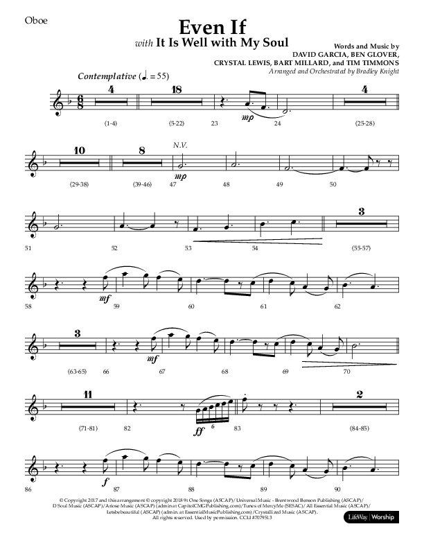 Even If (Choral Anthem SATB) Oboe (Lifeway Choral / Arr. Bradley Knight)